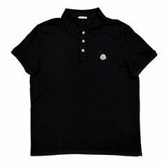 【美品】MONCLER メンズポロシャツ XL ブラック　シンプル、高級 MONCLER（モンクレール） ポロシャツ ブラック メンズ 8a00009-89a16