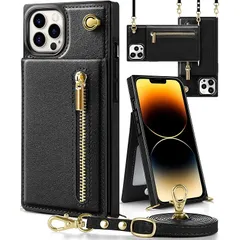 【新品】 YIHARA iPhone 14 Pro 用 ケース 手帳型 ショルダー いPhone14 Pro カバー 背面カード収納 小銭入れ 財布型 アイフォン14 プロ 携帯ケース 肩掛け ストラップ付き 長さ調整可能 人気 スマホケース PUレザー スタ