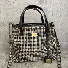 美品　LAUREN RALPH LAUREN　ローレンラルフローレン　2way ショルダーバッグ　千鳥格子　レザー　白黒