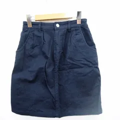 ナイスクラップ NICE CLAUP スカート ボトムス 台形 無地 シンプル ひざ丈 コットン 綿 ネイビー 紺 /MT18