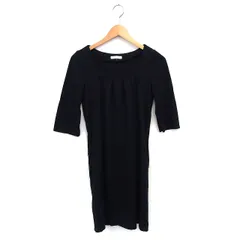 プロポーション ボディドレッシング PROPORTION BODY DRESSING ワンピース Iライン ひざ丈 タック シンプル 七分袖 2 黒 ブラック /NT4