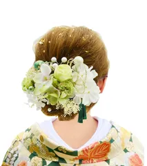 【特価商品】ドライフラワー 髪飾り成人式 緑 和玉 水引 ヘアアクセサリー 造花 飾り 和装小物 結婚式 七五三 卒業式 袴 金箔 振袖 浴衣