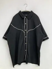 BEAMS HEART ビームスハート シャツ/ブラウス L ブラック 無地 ライン柄 ミドル丈 半袖 レギュラーカラー メンズ