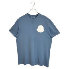 極美品〕モンクレール プリントロゴ ブルー L 青ワッペンTシャツ 5S277