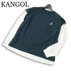 【新品 未使用】 KANGOL カンゴール 通年 ロゴ刺繍 レイヤード風 オーバーサイズ 長袖 カットソー ロンTシャツ Sz.L　メンズのサムネイル