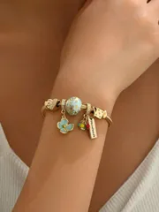 ジュエリー レディース ブレスレット 1個 可調整式ブレスレット かわいい カラフルな花のペンダント付き、デイリーウェアに適しています (ラインストーンの位置はランダム)