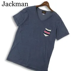 USA製★ Jackman ジャックマン 春夏★ 半袖 ボーダー ニット ポケット Vネック Tシャツ カットソー Sz.M メンズのサムネイル