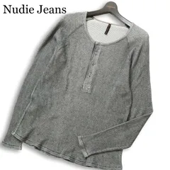 Nudie Jeans ヌーディージーンズ 通年★ 長袖 サーマル ワッフル ヘンリーネック スリム ロンT カットソー Sz.S メンズ 灰のサムネイル