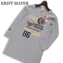 【新品 未使用】 KRIFF MAYER クリフメイヤー 春夏★ 七分袖 プリント 英字 カットソー 日本製 Sz.L メンズ 灰 アウトドアのサムネイル