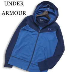 UNDER ARMOUR アンダーアーマー 通年★ ジップ 切替 バイカラー ロゴプリント ジャージ パーカー フーディ Sz.M メンズ 紺