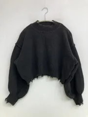 LOWRYS FARM ローリーズファーム ニット/セーター F ブラック コットン 無地 ショート丈 長袖 クルーネック(丸首) ニット レディース