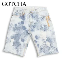 GOTCHA ガッチャ ダメージ加工★ バックプリント タイダイ柄 デニム ショート パンツ ジーンズ Sz.M～L位 メンズ サーフのサムネイル