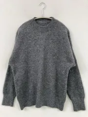 ニット/セーター グレー ニット 無地 長袖 ミドル丈 クルーネック(丸首) メンズ レディース