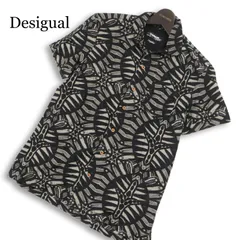 Desigual man デシグアル 春夏 Pagello★ 絹 シルク混 半袖 総柄 幾何学柄 シャツ Sz.S メンズのサムネイル