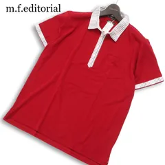 【新品 未使用】 m.f.editorial タカキュー 春夏★ 半袖 ストライプ切替 鹿の子 ポロシャツ 大きいサイズ Sz.LL メンズ 赤のサムネイル
