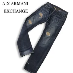A|X ARMANI EXCHANGE アルマーニ エクスチェンジ ダメージ リペア加工★ ストレッチ デニム パンツ ジーンズ Sz.29 メンズのサムネイル