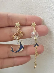 ジュエリー レディース イヤーアクセサリー  シンプル 非対称 タッセル 海洋生物 スター レディース スタッドピアス 日常用 1ペア