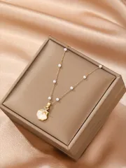 ジュエリー レディース ネックレス スターフィッシュ型ネックレス 人工パール付き シェルデザイン ラインストーン装飾 1個入り