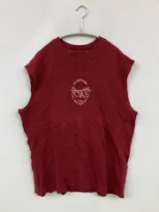 OLD NAVY オールドネイビー Tシャツ/カットソー L レッド 前面プリント 刺繍 ミドル丈 袖なし クルーネック(丸首) メンズ