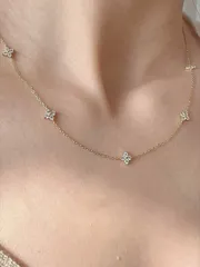 ジュエリー レディース ネックレス 1個 シンプルS925スターリングシルバー フラワー 天の川 ジルコニア ネックレス鎖骨チェーン レディース デイリー使い プレゼント