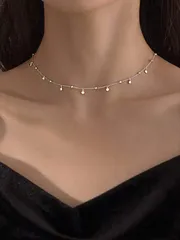 ジュエリー レディース ネックレス 上品で精巧な S925 スターリングシルバーファッション タッセルネックレス クラビクルチェーンチョーカー、女性、ガールフレンド、ホリデーパーティー、誕生日プレゼントに最適 1個