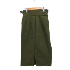 ナイスクラップ NICE CLAUP サイドベルト タイトスカート ロング丈 スリット 無地 コットン 綿 F カーキ /FT27