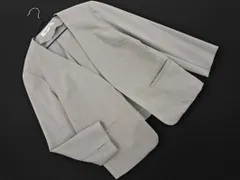 NATURAL BEAUTY BASIC ナチュラルビューティーベーシック リネン混 ノーカラー ジャケット sizeS/ライトグレー ■◇ レディース