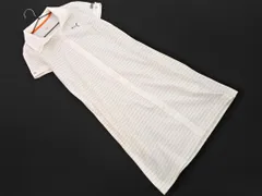 PUMA プーマ GOLF ゴルフ Sportlifestyle スポーツライフスタイル ボーダー フロントジップ 半袖 Aライン ワンピース sizeM/白 ■◆ レディースのサムネイル