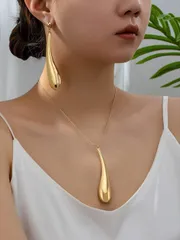 ジュエリー レディース セット ヴィンテージスタイル ティアドロップ 半宝石 ネックレス&イヤリングセット レディース アクセサリー