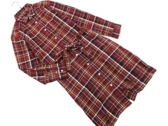 EASTBOY イーストボーイ ウエストリボン付き チェック シャツ ワンピース size11/ボルドーｘ紺 ◇■ レディース