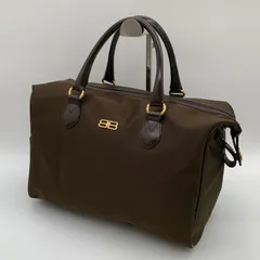 BALENCIAGA バレンシアガ ハンドバッグ ミニボストン レザー ナイロン BBロゴ金具 ブラウン 茶色のサムネイル