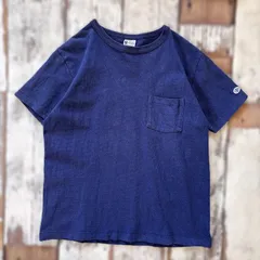 Champion チャンピオン 復刻　ランタグ　ポケットTシャツ 半袖 シングルステッチ　シンプル　ネイビー　M