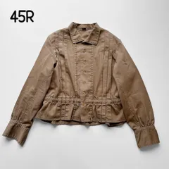 45R フォーティファイブアール ゴマチノのタルラボレロ ショートジャケット シャツジャケット ピンタック クロップド サイズM カーキベージュ モカブラウン コットン100% チノクロス 羽織り ライトアウター ナチュラル 日本製 古着 美品 【D342】のサムネイル