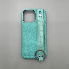 美品　BONAVENTURA　ボナベンチュラ　iPhoneケース　ハードケース　12/12pro対応　クロコ型押し　レザー　ティファニーブルー