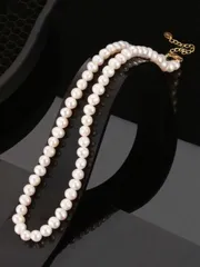 ジュエリー レディース ネックレス 925スターリングシルバー チェーン ラウンド型 5-7mm 白い淡水養殖真珠ネックレス 16+2インチ ハンドメイドビーズチェーン 本真珠 チョーカーネックレス レディースジュ