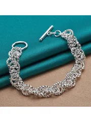 ジュエリー レディース ブレスレット  925シルバープレート チャーム チェーンブレスレット レディース 結婚式 パーティー エレガントなファッションジュエリー