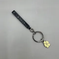 美品　BVLGARI ブルガリ　キーホルダー　キーリング　バッグチャーム　ロゴ型押し　花　フラワー　レザー　黒　ブラックのサムネイル
