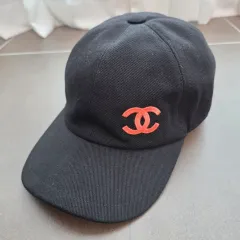 正規品 CHANEL 23S ロゴ コットン ベースボールキャップ (ブラック/オレンジ)のサムネイル