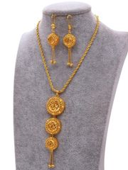 Women's Jewelry Set, Dubai Gold Plated Jewelry Set, Knot Necklace Pendant Earrings Set, Women's African French Wedding Jewelry, Bridal Gift