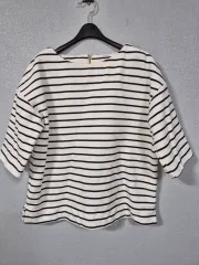 ストライプ 起毛 クロップドTシャツ 66前後