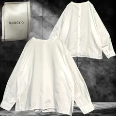 クアドロ quadro バックボタン プルオーバー シャツ ブラウス 長袖  ホワイト コットン 日本製 back button pullover shirt blouse long sleeve white cotton made in japan L相当のサムネイル