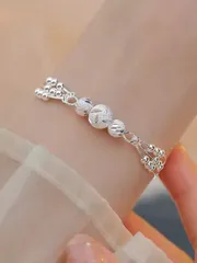 ジュエリー レディース ブレスレット 925スターリングシルバー マルチレイヤー ビーズブレスレット 優雅でゴージャスな シンプルでファッショナブルなデザイン レディース用 デートナイト、卒業祝いや日常使いにぴった