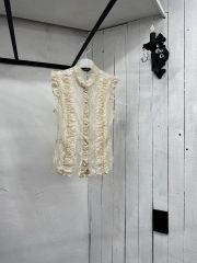 新品 タグ付き ノコオーノ プリーツフリルシャツ お花 イエロー系