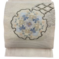 ぼーる O中古美品 袋帯 夏物 絽地 丸に花模様 白■N80519-25 ぼーる 様専用O中古美品 袋帯 夏物 絽地 丸に花模様 白□N80519-25
