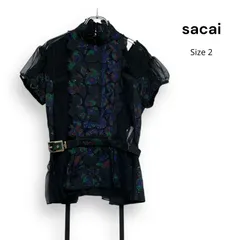 sacai サカイ プリーツ レース 刺繍 ブラウス ベルト付き セットアップスカート別売り有り Size2のサムネイル