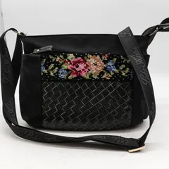 レイクアルスター ショルダーバッグ 花柄 シェニール織 レザー 鞄 カバン ブランド 黒 レディース ブラック Lake Alster 【中古】のサムネイル
