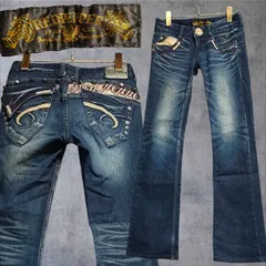 00s RED PEPPER Y2K flare denim pants ローライズ 微フレア 平成ギャル 美脚シルエット 刺繍 ビジュー クロコ型押し スタッズ ストレッチ デニム ベルボトム グランジ フェアリーグランジ ヴィンテージ Sサイズ相当のサムネイル