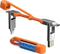 Rolling Square [공식] inCharge XS 4in1 열쇠 고리 충전 케이블 초고속 충전 & 데이터 전송 멀티 USB 케이블 240W 컴팩트 경량 고내구 금속 하우징 자석 고정 USB-C Lightning 롤링 국내 발송