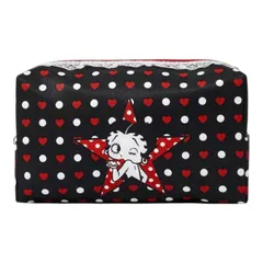 Betty Boop　ベティちゃん　ポーチ　ハート　ドット　星　柄　ブラック　メイクポーチ　コスメポーチ　化粧ポーチ　マルチポーチ　ベティブープ　可愛い　アメコミ　キャラクター　レトロ　ギフト　プレゼント　海外製品　雑貨のサムネイル