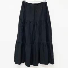 Max Mara マックスマーラ ロングスカート ティアード　フレア 大きいサイズ リネン ブラック イタリア製 レディース 42 b01160のサムネイル